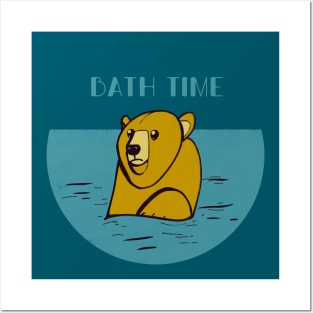 Bear bath time Posters and Art